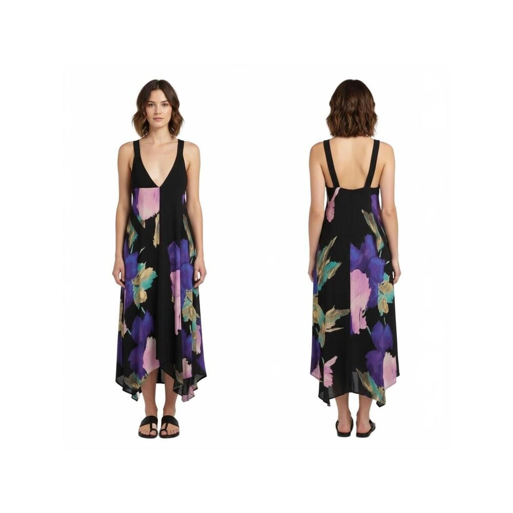 Floral Print Dress V-Neck Sleeveless Casual Summer Dress